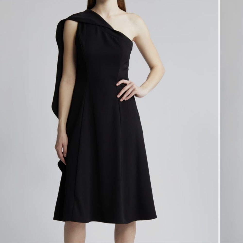 Black Halo Myleen Ruffle Halter Midi Dress